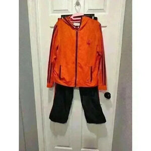 Oleg‎ Cassini Womens Size MEDIUM Tracksuit Orange/Blue Full ZIP JACKET/PANTS